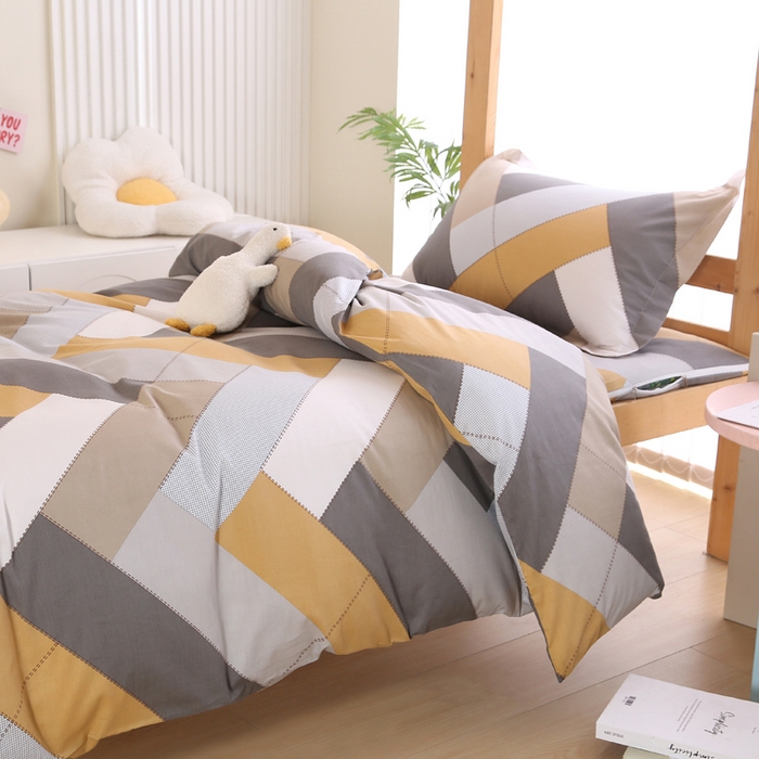 91家纺网 家纺一手货源 找家纺 凯森家纺 2025新款斜纹加厚全棉三件套寝室学生床笠上下铺床三件套单被套150x200 索格-咖