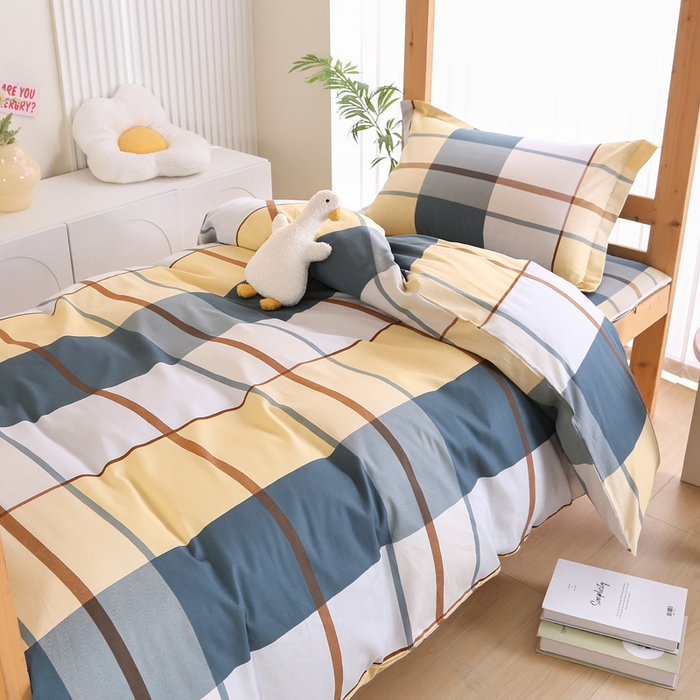 91家纺网 家纺一手货源 找家纺 凯森家纺 2025新款斜纹加厚全棉三件套寝室学生床笠上下铺床三件套单被套150x200 卡丽尔