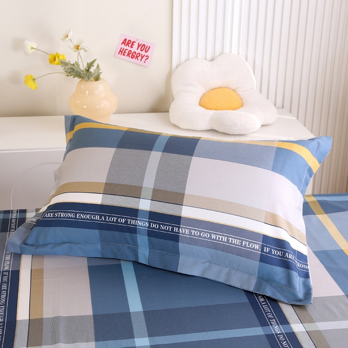 91家纺网 家纺一手货源 找家纺 凯森家纺 2025新款斜纹加厚全棉三件套寝室学生床笠上下铺床三件套单被套150x200 卡乐-蓝