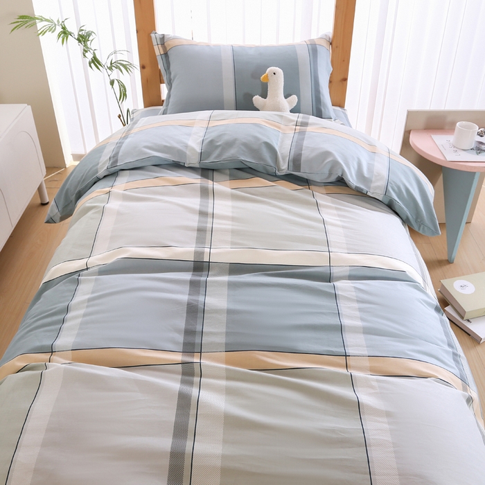 91家纺网 家纺一手货源 找家纺 凯森家纺 2025新款斜纹加厚全棉三件套寝室学生床笠上下铺床三件套单被套150x200 格兰特