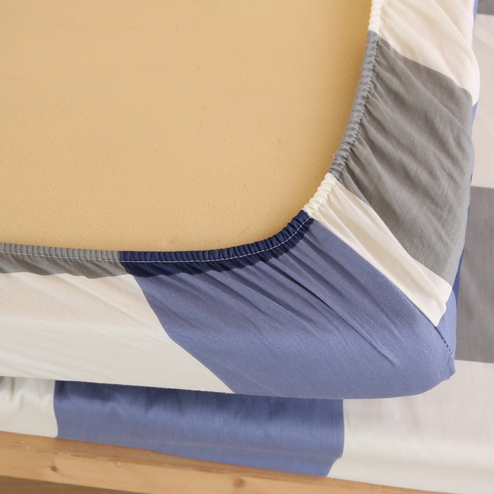 91家纺网 家纺一手货源 找家纺 凯森家纺 2025新款斜纹加厚全棉三件套寝室学生床笠上下铺床三件套单被套150x200 格调- 蓝