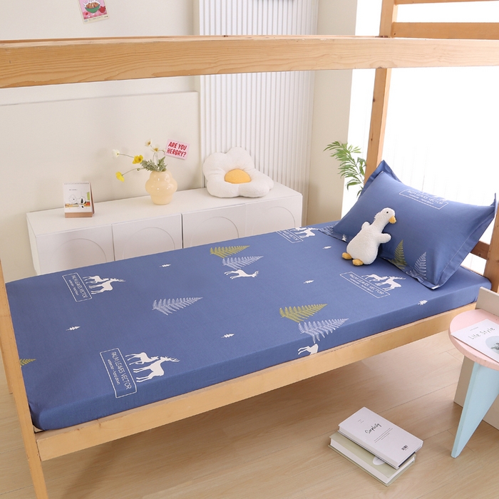 91家纺网 家纺一手货源 找家纺 凯森家纺 2025新款斜纹加厚全棉三件套寝室学生床笠上下铺床三件套单被套150x200 一鹿繁程