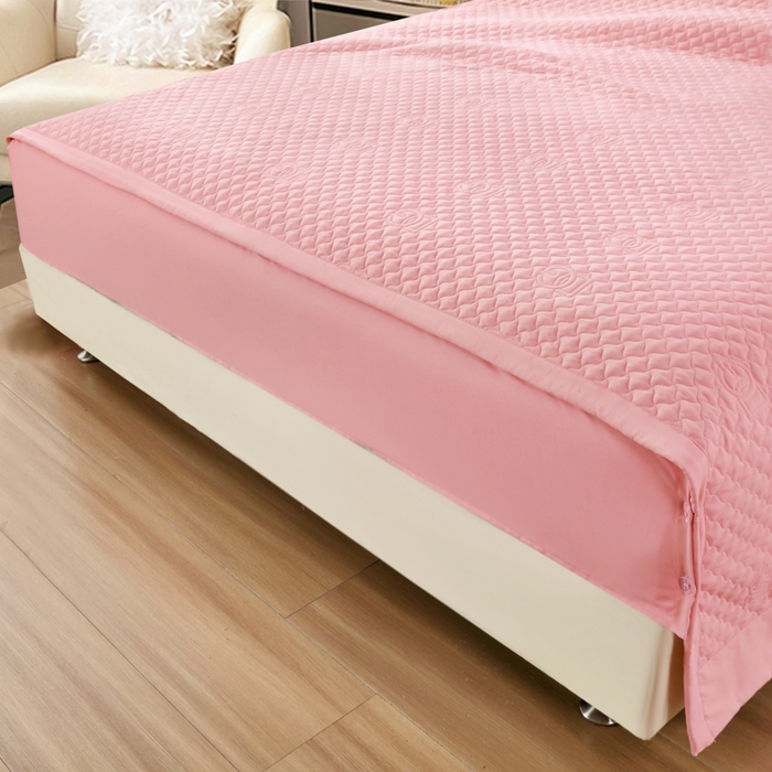 91家纺网 家纺一手货源 找家纺 OL家纺2025新款轻奢风氧乐棉床盖夹棉防滑四件套 华尔兹-粉玉