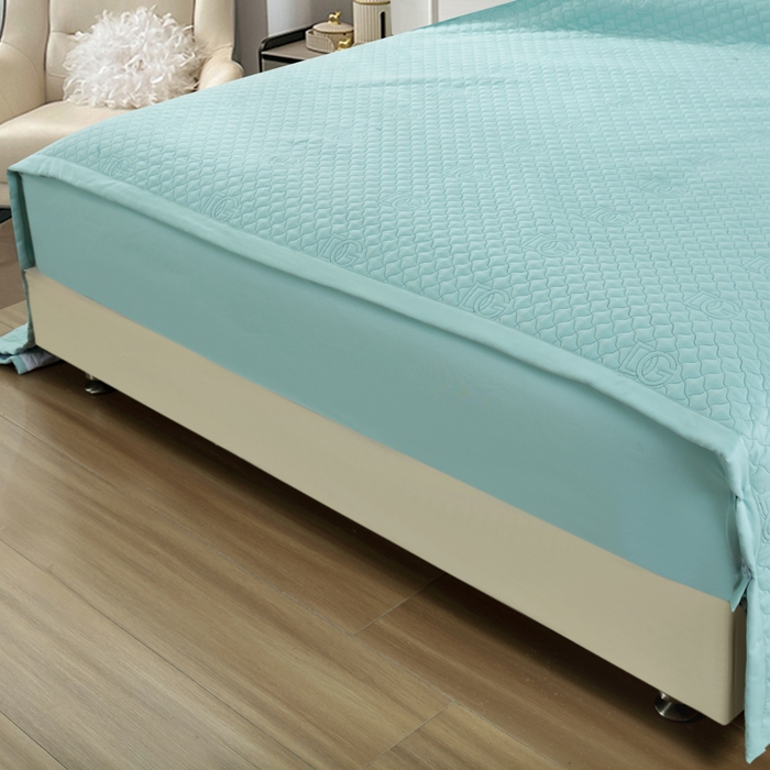 91家纺网 家纺一手货源 找家纺 OL家纺2025新款轻奢风氧乐棉床盖夹棉防滑四件套 华尔兹--湖兰