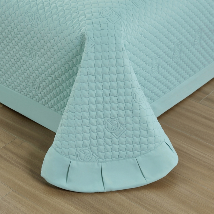 91家纺网 家纺一手货源 找家纺 OL家纺2025新款轻奢风氧乐棉床盖夹棉防滑四件套 华尔兹--湖兰