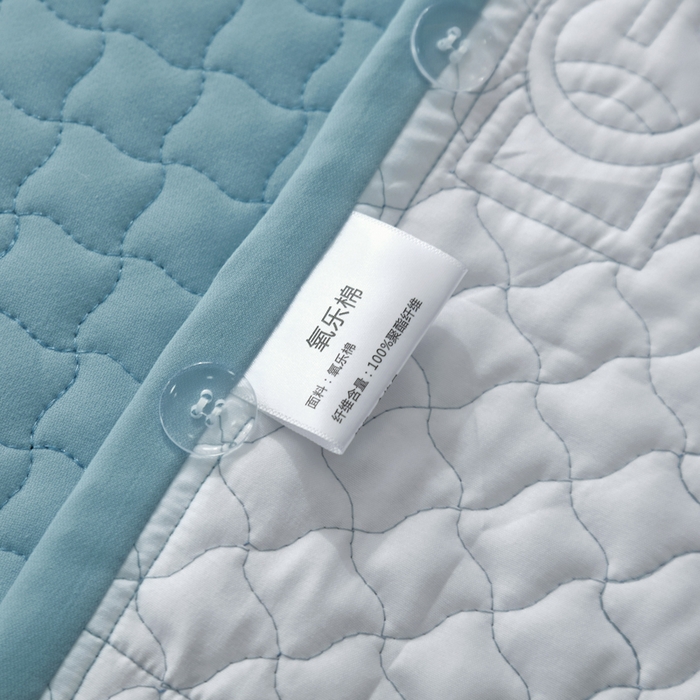 91家纺网 家纺一手货源 找家纺 OL家纺2025新款轻奢风氧乐棉床盖夹棉防滑四件套 华尔兹-蓝色