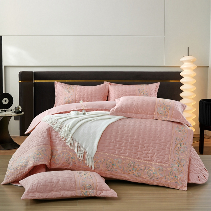 91家纺网 家纺一手货源 找家纺 （总）OL家纺 2025春夏新款轻奢风针织云棉床盖夹绵防滑床盖款四件套