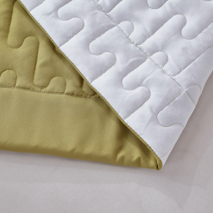 91家纺网 家纺一手货源 找家纺 OL家纺 2025春夏新款轻奢风针织云棉床盖夹绵防滑床盖款四件套 草绿