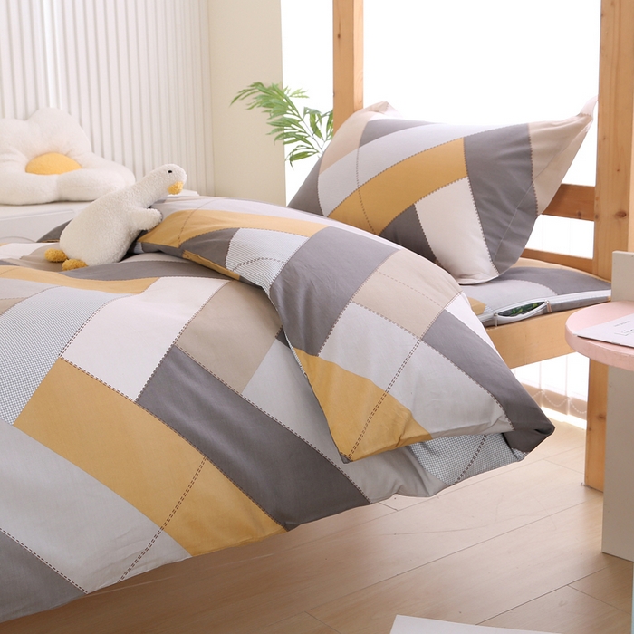 凯森家纺 2025新款133x72全棉三件套床套款学生被套宿舍寝室垫套款六件套 索格-咖