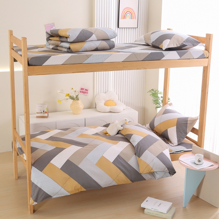 91家纺网 家纺一手货源 找家纺 凯森家纺 2025新款133x72全棉三件套床套款学生被套宿舍寝室垫套款六件套 索格-咖