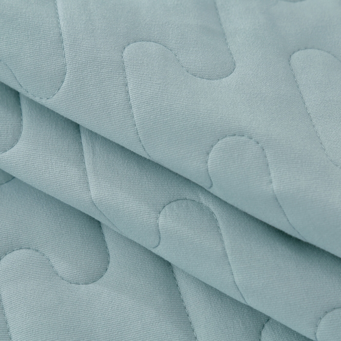 91家纺网 家纺一手货源 找家纺 OL家纺 2025春夏新款轻奢风针织云棉床盖夹绵防滑床该款四件套 水蓝