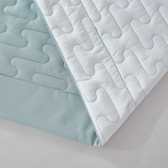 91家纺网 家纺一手货源 找家纺 OL家纺 2025春夏新款轻奢风针织云棉床盖夹绵防滑床该款四件套 水蓝