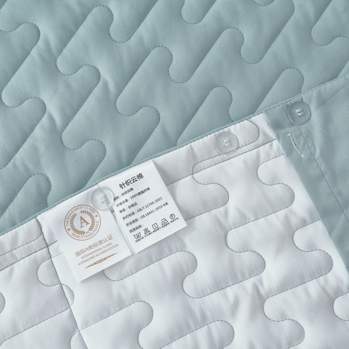 91家纺网 家纺一手货源 找家纺 OL家纺 2025春夏新款轻奢风针织云棉床盖夹绵防滑床该款四件套 水蓝