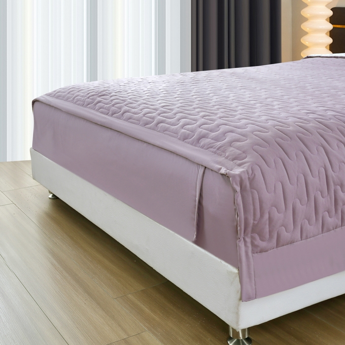 91家纺网 家纺一手货源 找家纺 OL家纺 2025春夏新款轻奢风针织云棉床盖夹绵防滑床盖款四件套 紫色