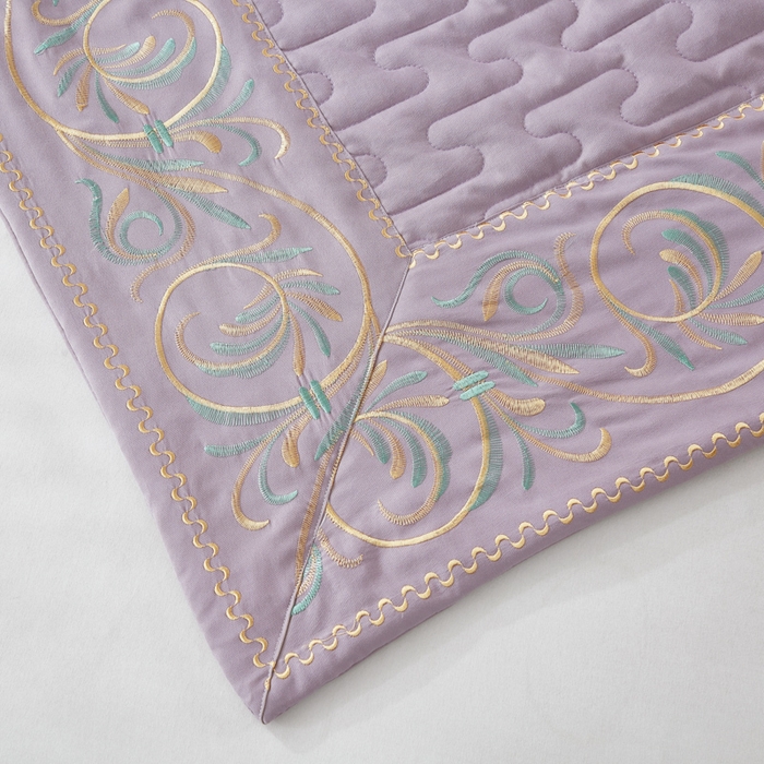 91家纺网 家纺一手货源 找家纺 OL家纺 2025春夏新款轻奢风针织云棉床盖夹绵防滑床盖款四件套 紫色