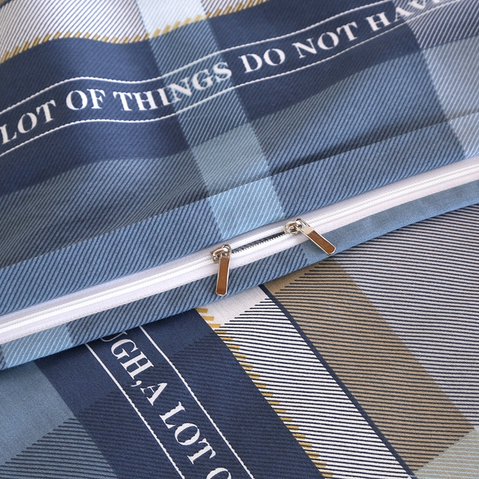 91家纺网 家纺一手货源 找家纺 凯森家纺 2025新款133x72全棉三件套床套款学生被套宿舍寝室垫套款六件套 卡乐-蓝