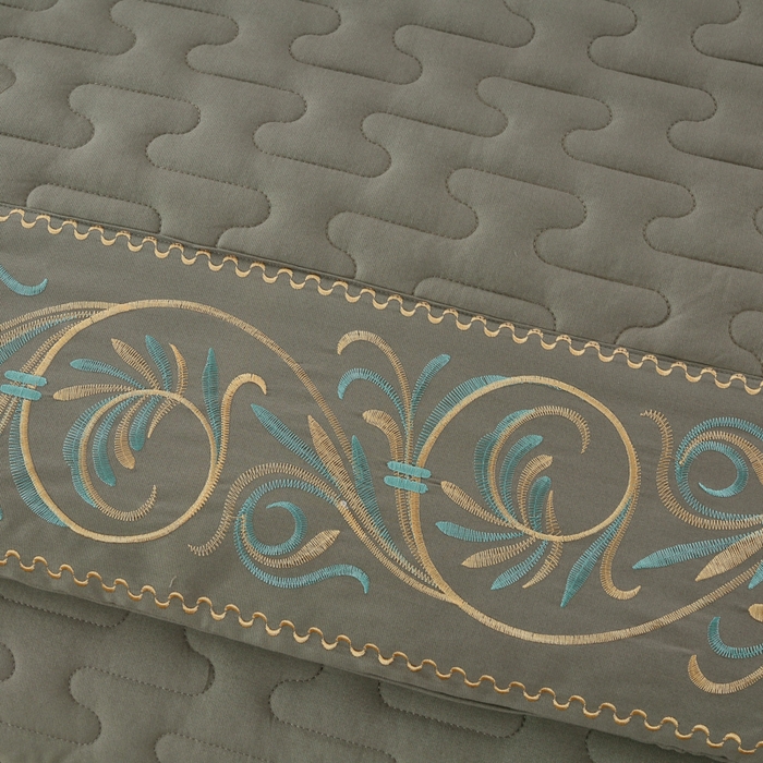 91家纺网 家纺一手货源 找家纺 OL家纺 2025春夏新款轻奢风针织云棉床盖夹绵防滑床该款四件套 灰色