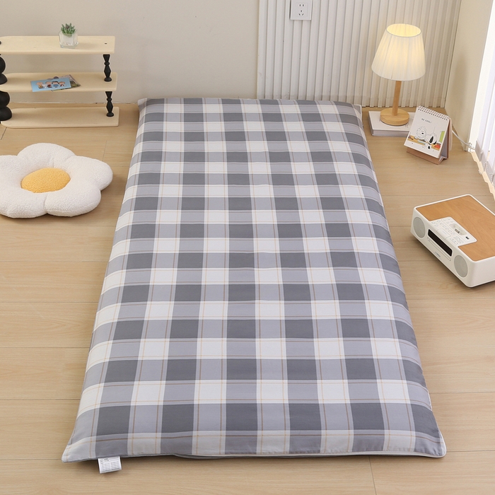 91家纺网 家纺一手货源 找家纺 凯森家纺 2025新款13372全棉床垫套学生床笠套单品褥子套懒人垫子套90x190学生上下铺宿舍寝室 时光慢慢-灰