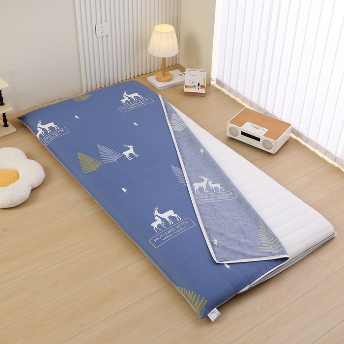 91家纺网 家纺一手货源 找家纺 凯森家纺 2025新款13372全棉床垫套学生床笠套单品褥子套懒人垫子套90x190学生上下铺宿舍寝室 一鹿繁程