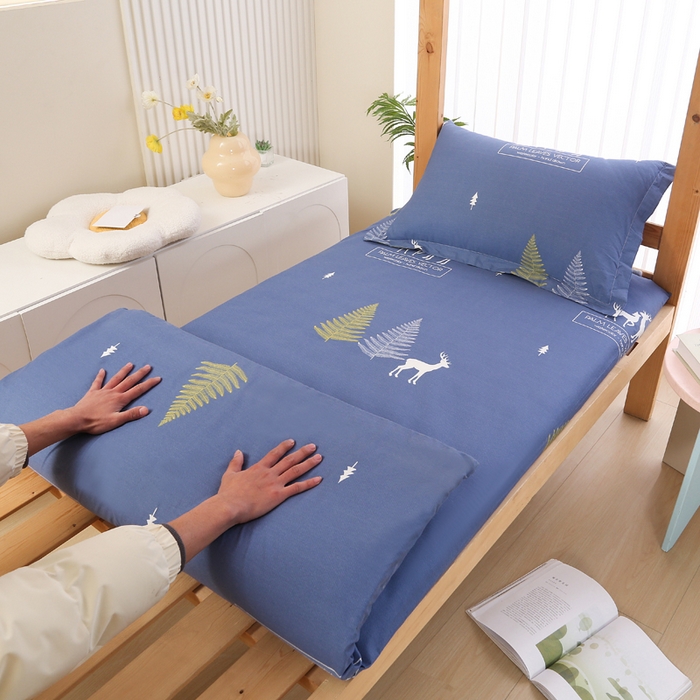 91家纺网 家纺一手货源 找家纺 凯森家纺 2025新款13372全棉床垫套学生床笠套单品褥子套懒人垫子套90x190学生上下铺宿舍寝室 一鹿繁程