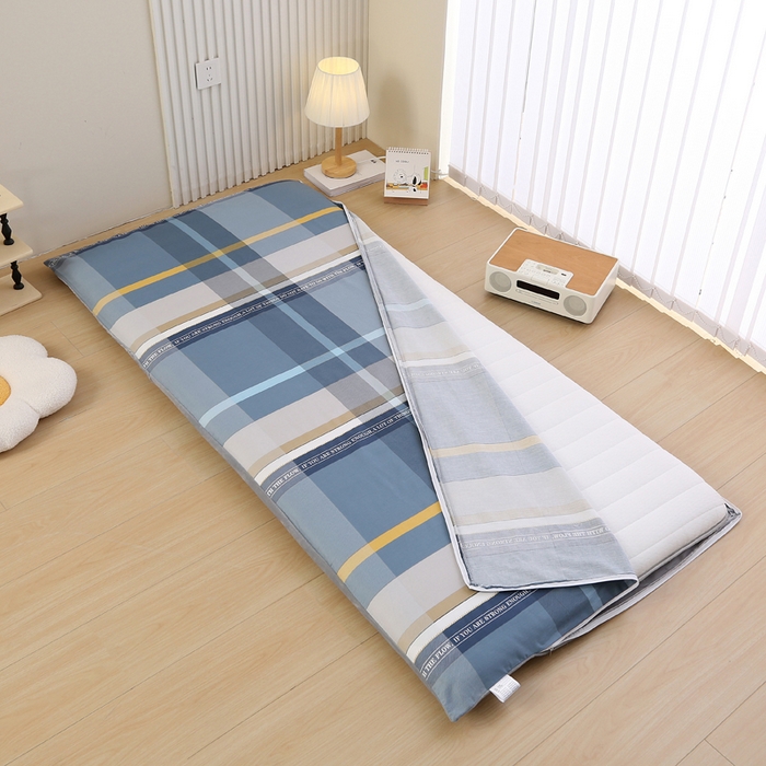 91家纺网 家纺一手货源 找家纺 凯森家纺 2025新款13372全棉床垫套学生床笠套单品褥子套懒人垫子套90x190学生上下铺宿舍寝室 卡乐-蓝