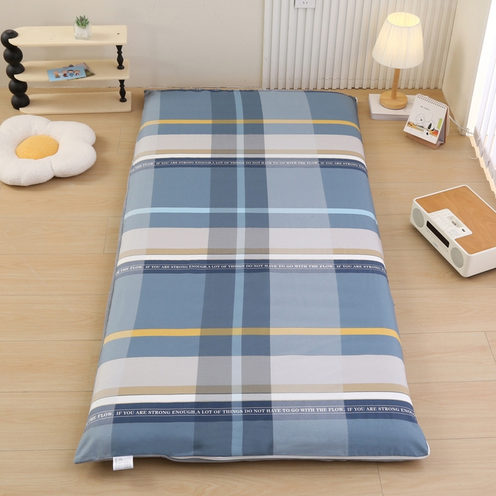 91家纺网 家纺一手货源 找家纺 凯森家纺 2025新款13372全棉床垫套学生床笠套单品褥子套懒人垫子套90x190学生上下铺宿舍寝室 卡乐-蓝