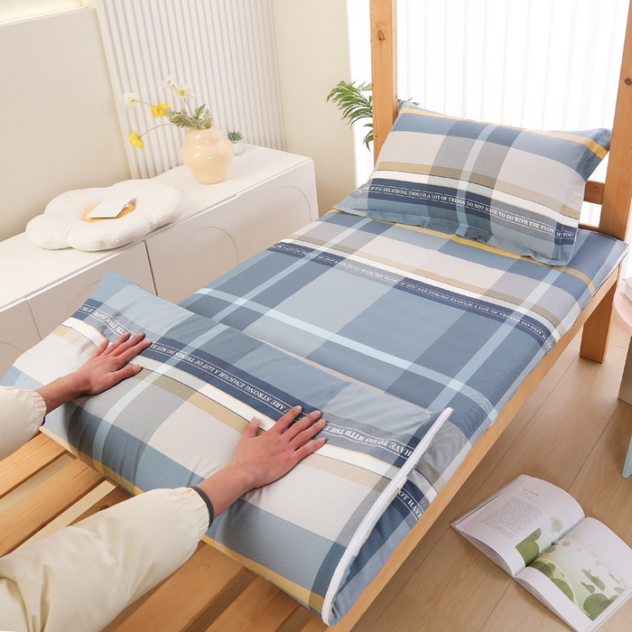 91家纺网 家纺一手货源 找家纺 凯森家纺 2025新款13372全棉床垫套学生床笠套单品褥子套懒人垫子套90x190学生上下铺宿舍寝室 卡乐-蓝