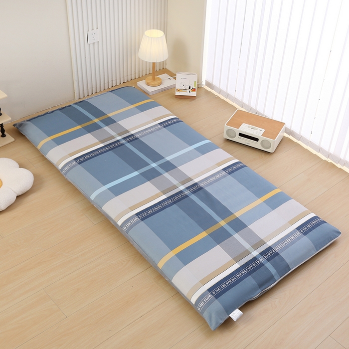 91家纺网 家纺一手货源 找家纺 凯森家纺 2025新款13372全棉床垫套学生床笠套单品褥子套懒人垫子套90x190学生上下铺宿舍寝室 卡乐-蓝