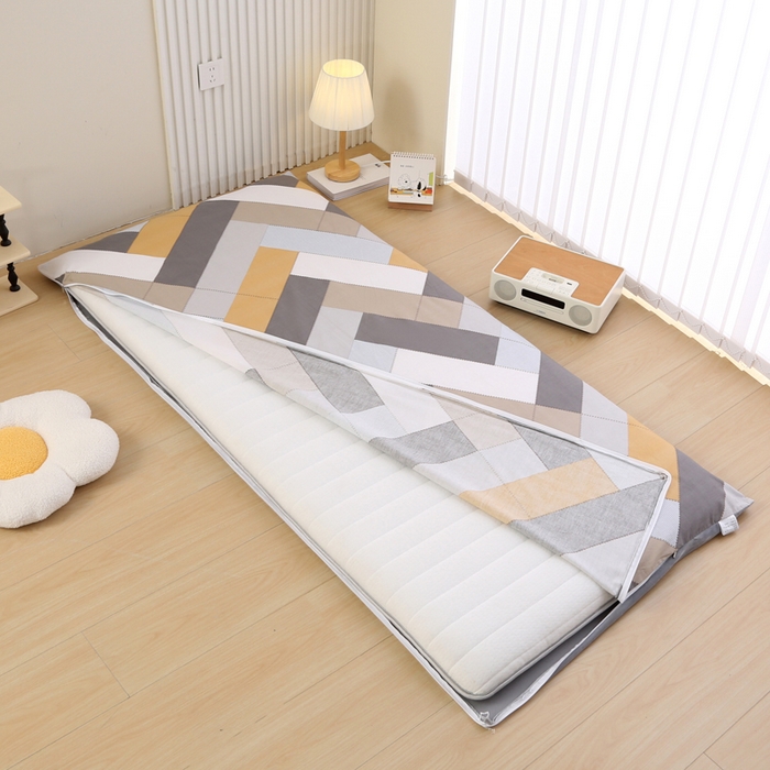 91家纺网 家纺一手货源 找家纺 凯森家纺 2025新款13372全棉床垫套学生床笠套单品褥子套懒人垫子套90x190学生上下铺宿舍寝室 索格-咖