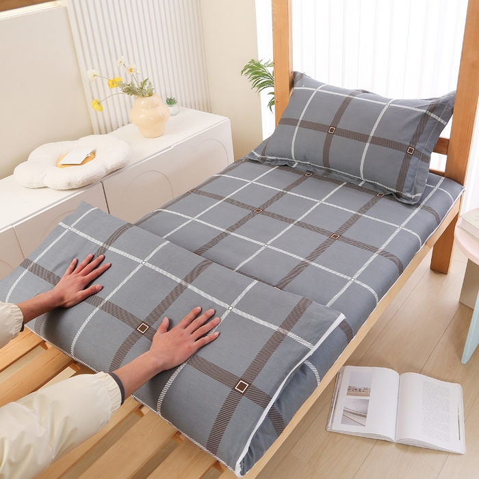 91家纺网 家纺一手货源 找家纺 凯森家纺 2025新款13372全棉床垫套学生床笠套单品褥子套懒人垫子套90x190学生上下铺宿舍寝室 俄洛伊-灰