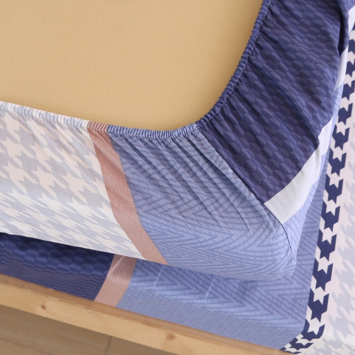 91家纺网 家纺一手货源 找家纺 凯森家纺 2024新款13372全棉印花学生床笠宿舍寝室床垫保护套上下铺床笠90x190 留白