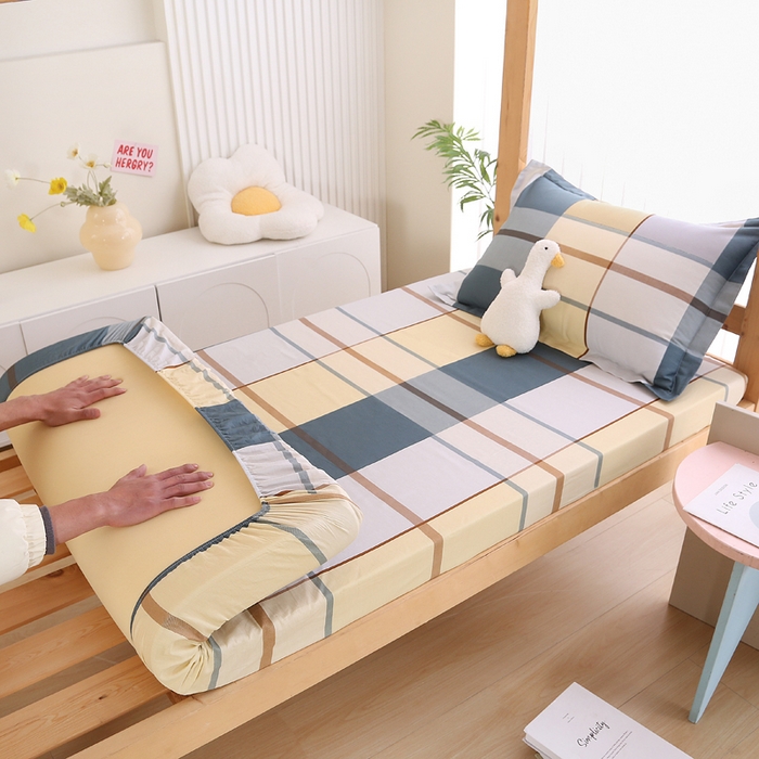 凯森家纺 2024新款13372全棉印花学生床笠宿舍寝室床垫保护套上下铺床笠90x190 卡丽尔