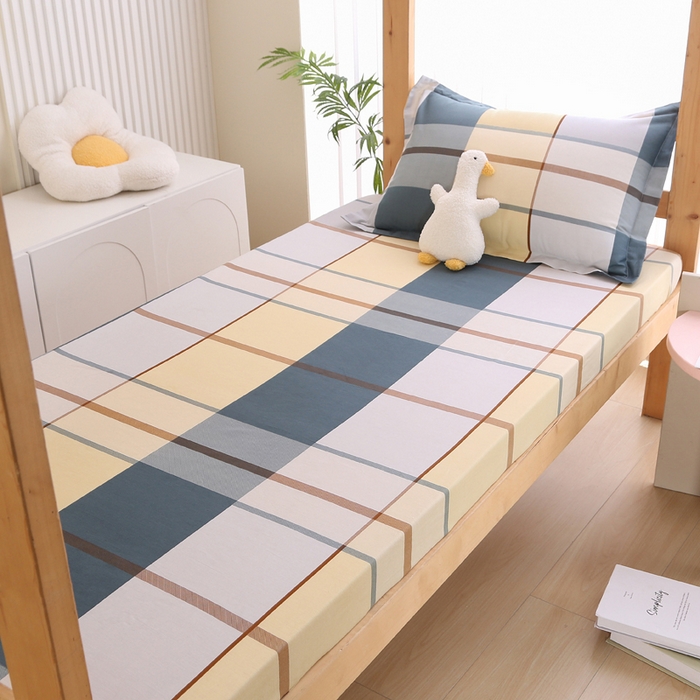 91家纺网 家纺一手货源 找家纺 凯森家纺 2024新款13372全棉印花学生床笠宿舍寝室床垫保护套上下铺床笠90x190 卡丽尔