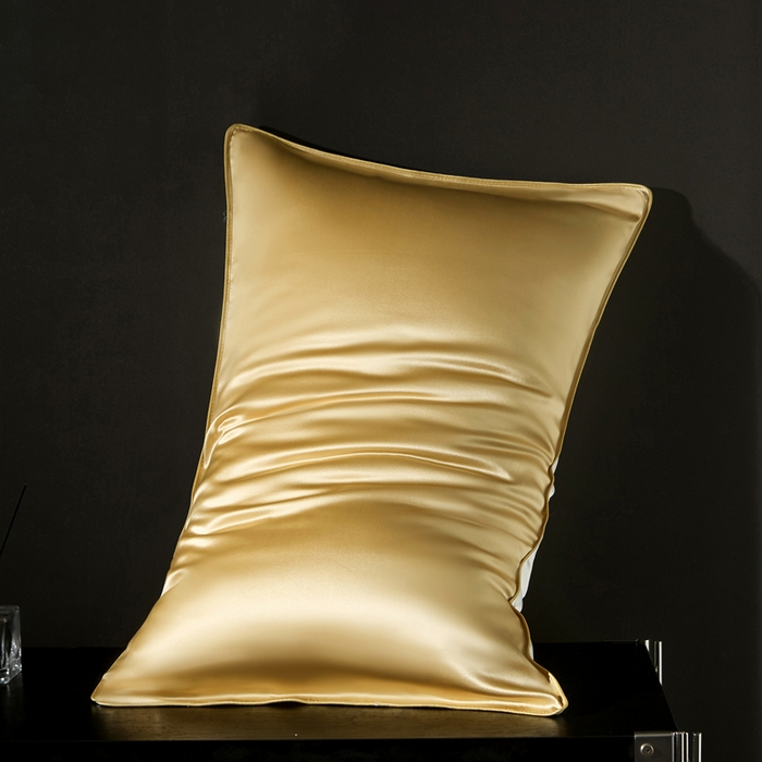 91家纺网 家纺一手货源 找家纺 凯森家纺 重磅纯真丝枕套100%桑蚕丝枕头套纯色枕芯套丝滑缎面单人枕皮夏季天丝美 容顺发枕巾 麦穗金