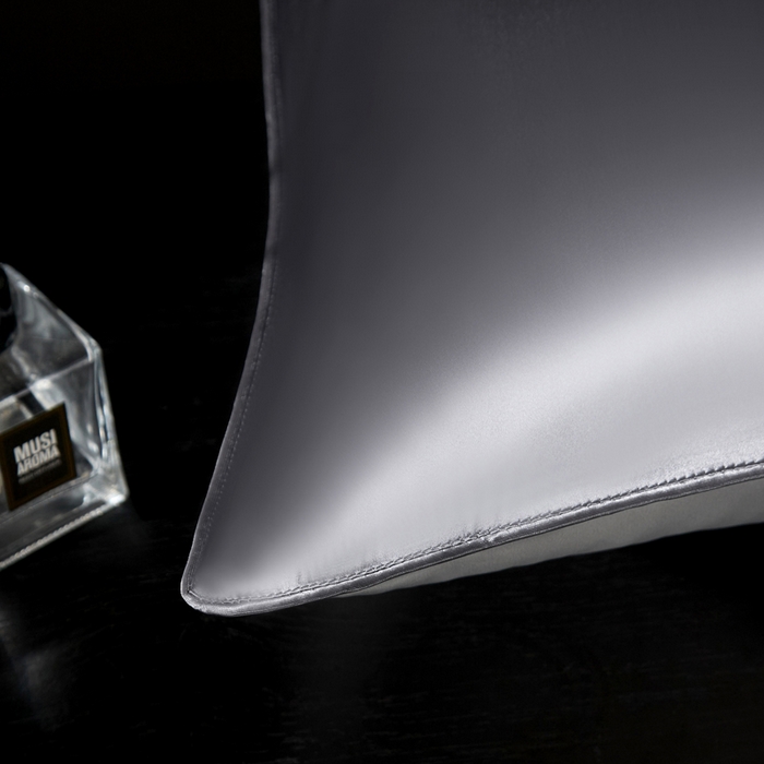 91家纺网 家纺一手货源 找家纺 凯森家纺 重磅纯真丝枕套100%桑蚕丝枕头套纯色枕芯套丝滑缎面单人枕皮夏季天丝美 容顺发枕巾 金属灰