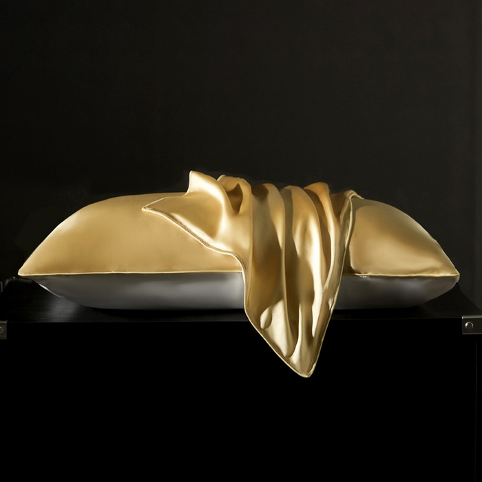 91家纺网 家纺一手货源 找家纺 凯森家纺 重磅纯真丝枕套100%桑蚕丝枕头套纯色枕芯套丝滑缎面单人枕皮夏季天丝美 容顺发枕巾 麦穗金