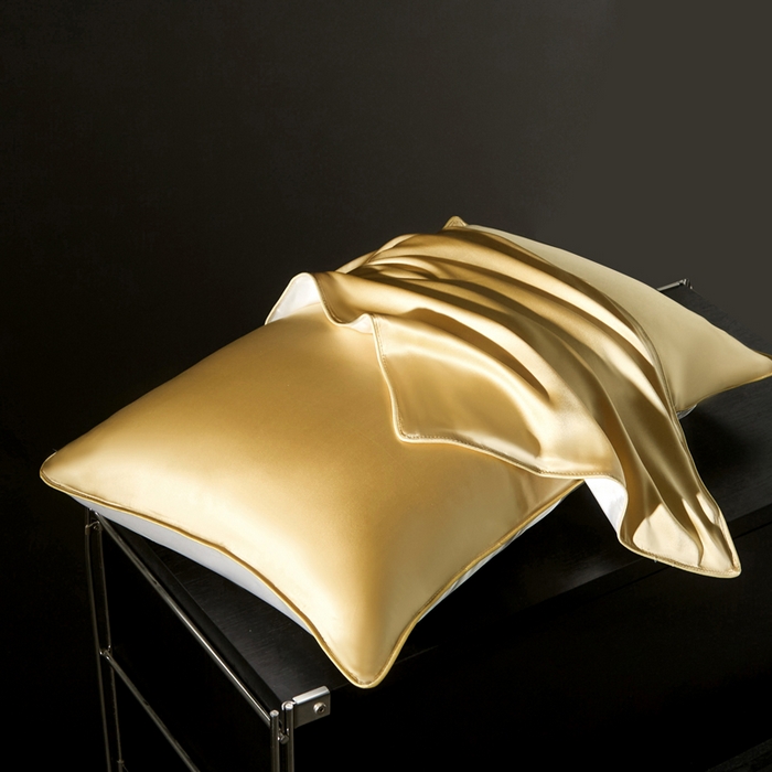 91家纺网 家纺一手货源 找家纺 凯森家纺 重磅纯真丝枕套100%桑蚕丝枕头套纯色枕芯套丝滑缎面单人枕皮夏季天丝美 容顺发枕巾 麦穗金