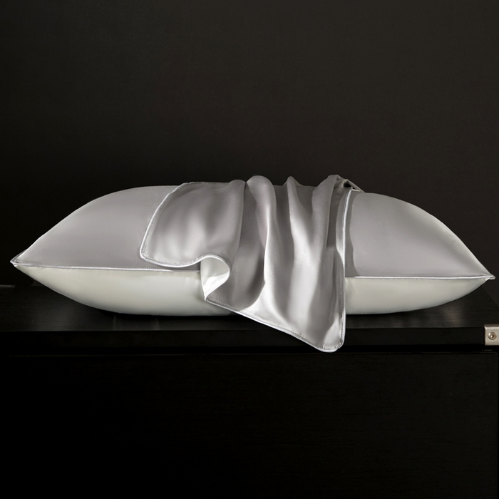 91家纺网 家纺一手货源 找家纺 凯森家纺 重磅纯真丝枕套100%桑蚕丝枕头套纯色枕芯套丝滑缎面单人枕皮夏季天丝美 容顺发枕巾 鸽子灰