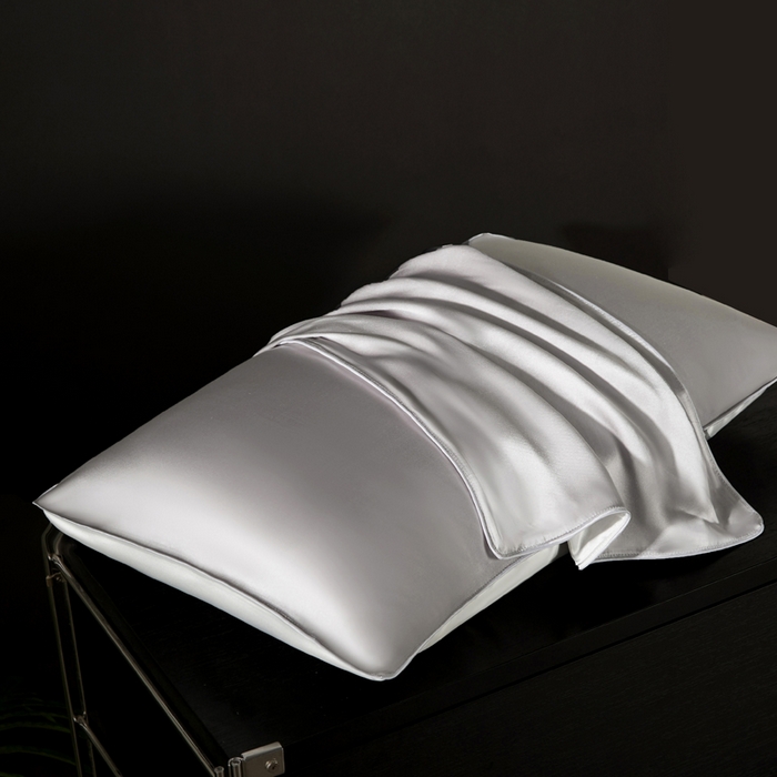 91家纺网 家纺一手货源 找家纺 凯森家纺 重磅纯真丝枕套100%桑蚕丝枕头套纯色枕芯套丝滑缎面单人枕皮夏季天丝美 容顺发枕巾 鸽子灰