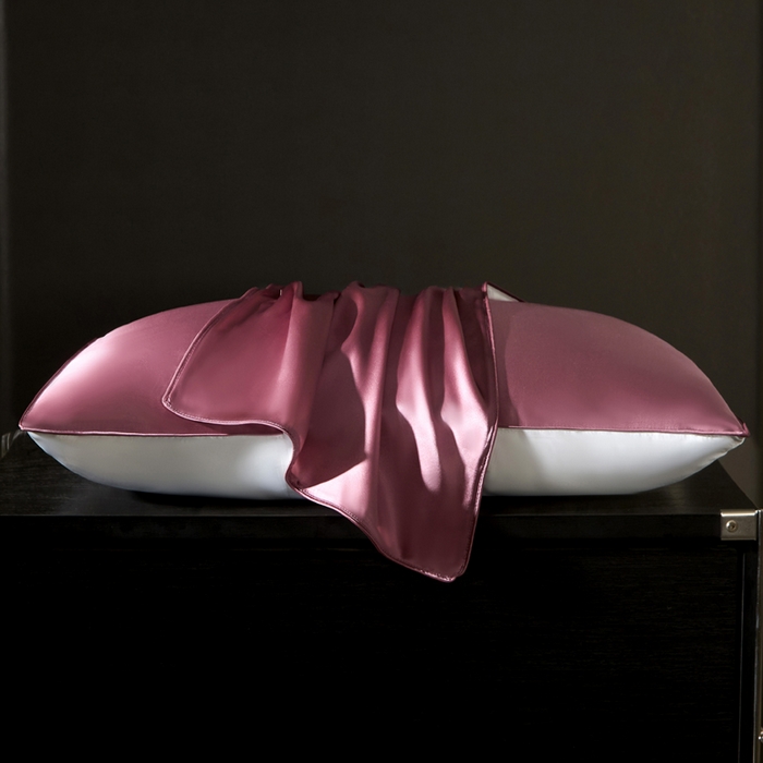 91家纺网 家纺一手货源 找家纺 凯森家纺 重磅纯真丝枕套100%桑蚕丝枕头套纯色枕芯套丝滑缎面单人枕皮夏季天丝美 容顺发枕巾 豆沙紫