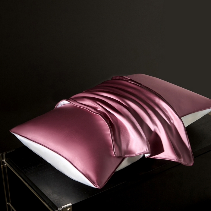 91家纺网 家纺一手货源 找家纺 凯森家纺 重磅纯真丝枕套100%桑蚕丝枕头套纯色枕芯套丝滑缎面单人枕皮夏季天丝美 容顺发枕巾 豆沙紫