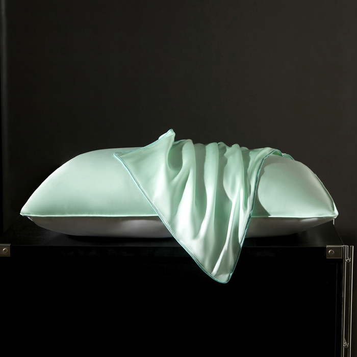 91家纺网 家纺一手货源 找家纺 凯森家纺 重磅纯真丝枕套100%桑蚕丝枕头套纯色枕芯套丝滑缎面单人枕皮夏季天丝美 容顺发枕巾 牛油果绿