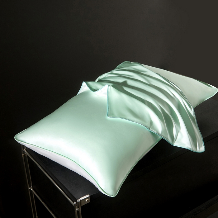 91家纺网 家纺一手货源 找家纺 凯森家纺 重磅纯真丝枕套100%桑蚕丝枕头套纯色枕芯套丝滑缎面单人枕皮夏季天丝美 容顺发枕巾 牛油果绿
