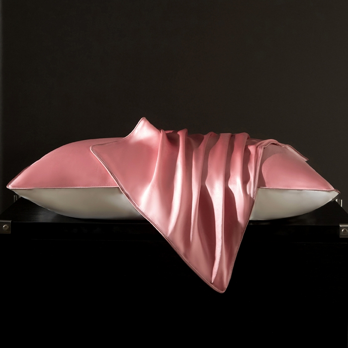 91家纺网 家纺一手货源 找家纺 凯森家纺 重磅纯真丝枕套100%桑蚕丝枕头套纯色枕芯套丝滑缎面单人枕皮夏季天丝美 容顺发枕巾 樱花粉