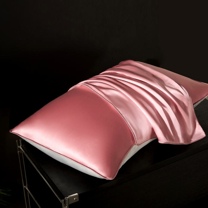 91家纺网 家纺一手货源 找家纺 凯森家纺 重磅纯真丝枕套100%桑蚕丝枕头套纯色枕芯套丝滑缎面单人枕皮夏季天丝美 容顺发枕巾 樱花粉