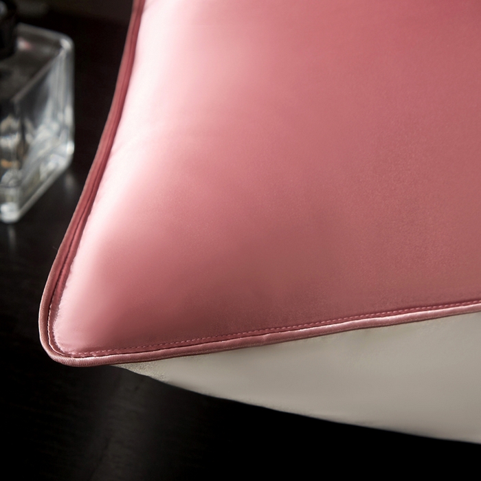 91家纺网 家纺一手货源 找家纺 凯森家纺 重磅纯真丝枕套100%桑蚕丝枕头套纯色枕芯套丝滑缎面单人枕皮夏季天丝美 容顺发枕巾 樱花粉