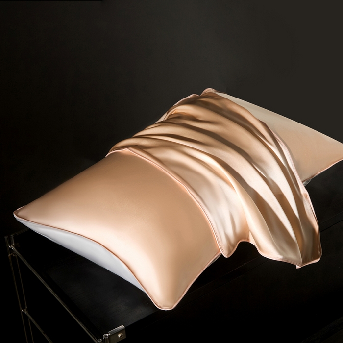 91家纺网 家纺一手货源 找家纺 凯森家纺 重磅纯真丝枕套100%桑蚕丝枕头套纯色枕芯套丝滑缎面单人枕皮夏季天丝美 容顺发枕巾 香槟玉
