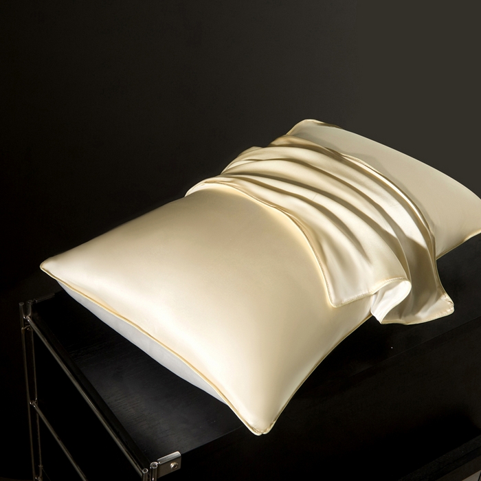 91家纺网 家纺一手货源 找家纺 凯森家纺 重磅纯真丝枕套100%桑蚕丝枕头套纯色枕芯套丝滑缎面单人枕皮夏季天丝美 容顺发枕巾 太空白