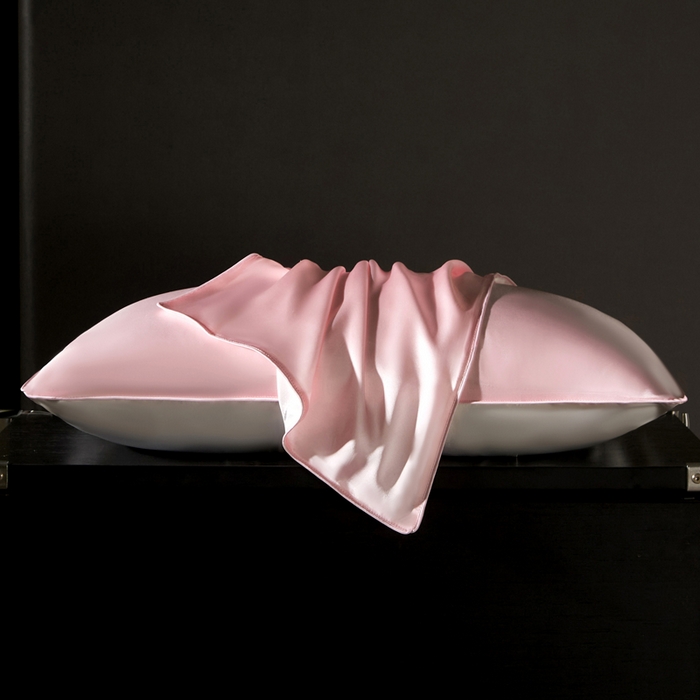 91家纺网 家纺一手货源 找家纺 凯森家纺 重磅纯真丝枕套100%桑蚕丝枕头套纯色枕芯套丝滑缎面单人枕皮夏季天丝美 容顺发枕巾 少女粉