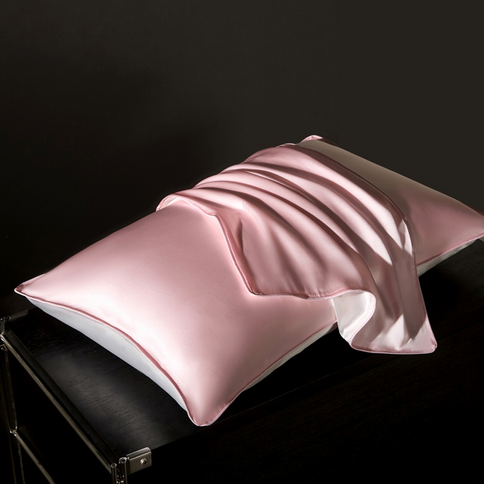 91家纺网 家纺一手货源 找家纺 凯森家纺 重磅纯真丝枕套100%桑蚕丝枕头套纯色枕芯套丝滑缎面单人枕皮夏季天丝美 容顺发枕巾 少女粉